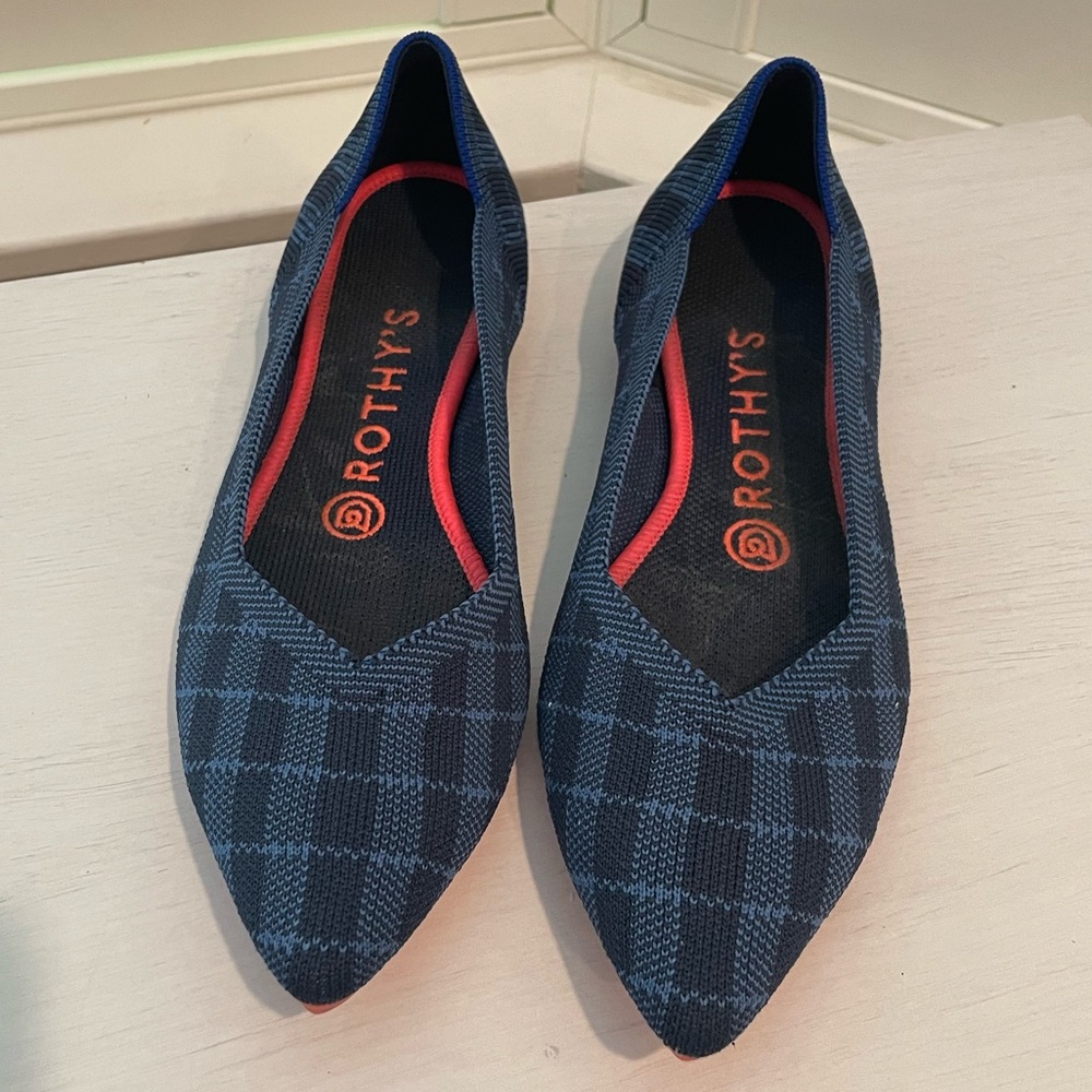 Rothy’s Indigo Gingham Point size 7.5